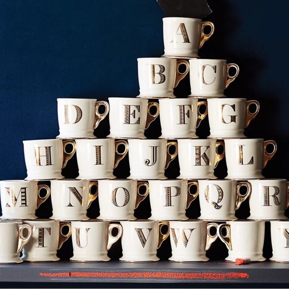 Anthropologie Limited Edition Golden Monogram Mug in Letter 'M' 13 oz - Picture 3 of 8